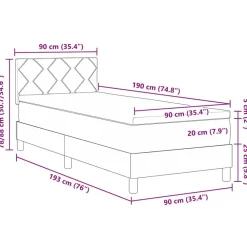 vidaXL Cama tipo Box Spring 90 x 190 cm Terciopelo Gris claro Hot