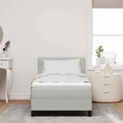 vidaXL Cama tipo Box Spring 90 x 190 cm Terciopelo Gris claro Hot