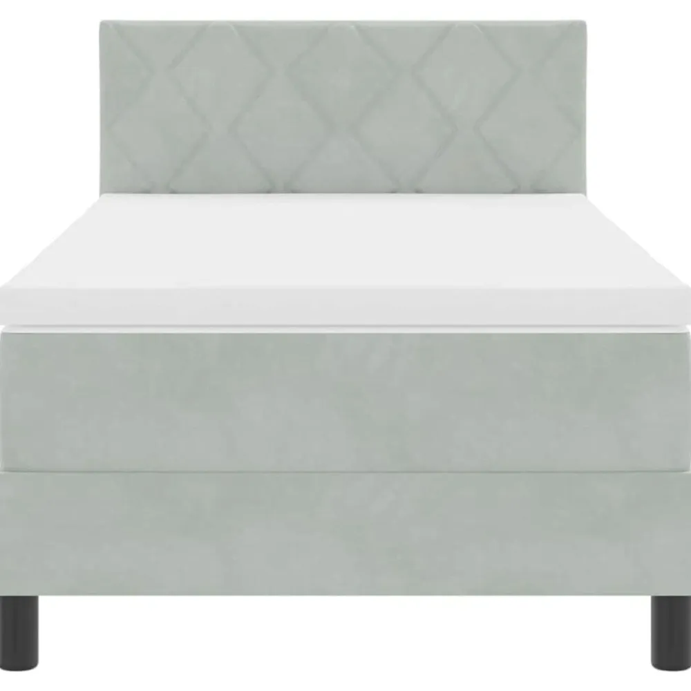 vidaXL Cama tipo Box Spring 90 x 190 cm Terciopelo Gris claro Hot