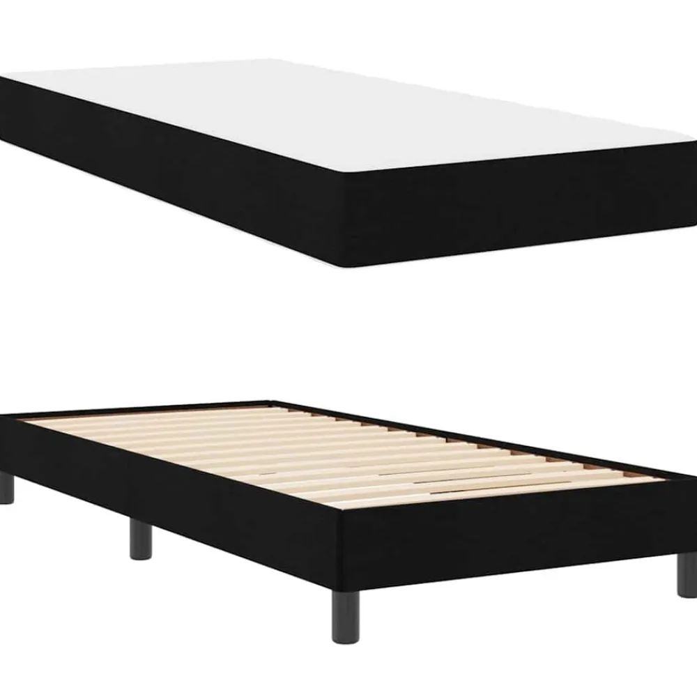 vidaXL Cama tipo Box Spring con colchón 80 x 200 cm tela Negro New