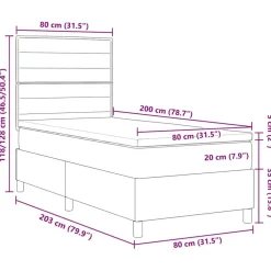 vidaXL Cama tipo Box Spring con colchón 80 x 200 cm tela Gris claro