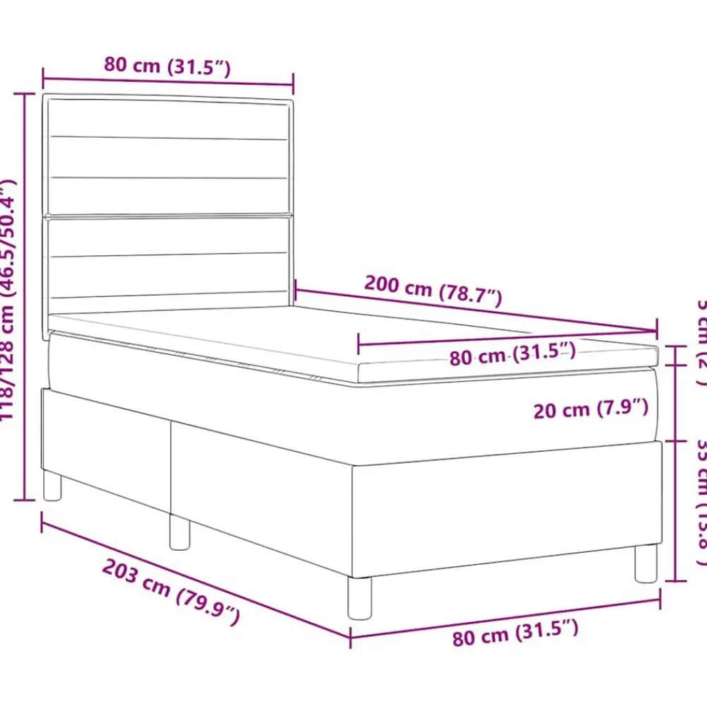 vidaXL Cama tipo Box Spring con colchón 80 x 200 cm tela Gris claro