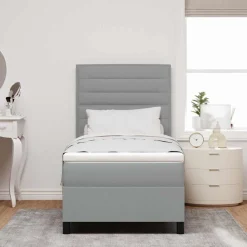 vidaXL Cama tipo Box Spring con colchón 80 x 200 cm tela Gris claro