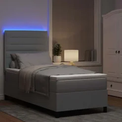 vidaXL Cama tipo Box Spring con colchón 80 x 200 cm tela Gris claro