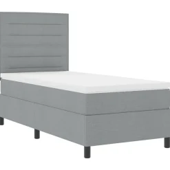 vidaXL Cama tipo Box Spring con colchón 80 x 200 cm tela Gris claro