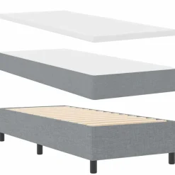 vidaXL Cama tipo Box Spring con colchón 80 x 200 cm tela Gris claro