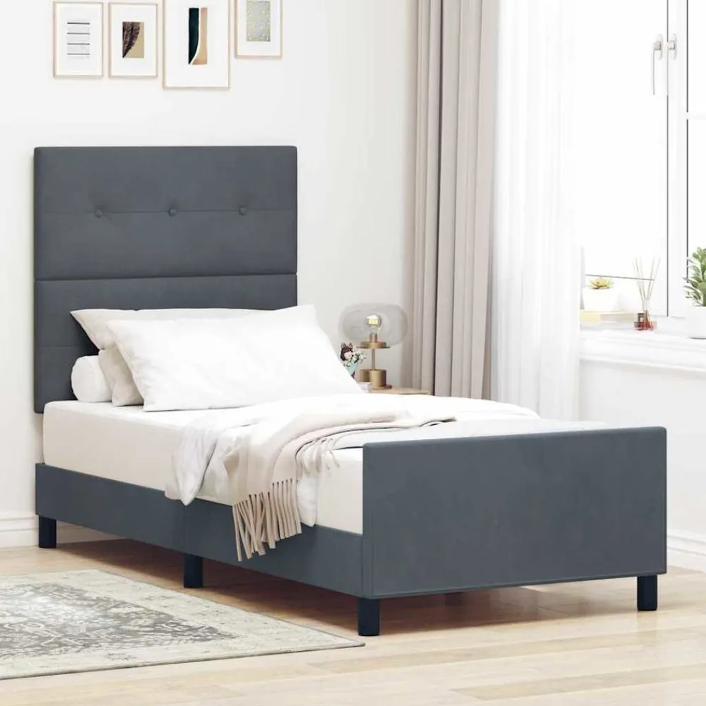 vidaXL Cama tipo Box Spring 80 x 200 cm Terciopelo Gris oscuro
