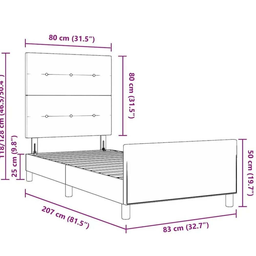 vidaXL Cama tipo Box Spring 80 x 200 cm Terciopelo Gris oscuro