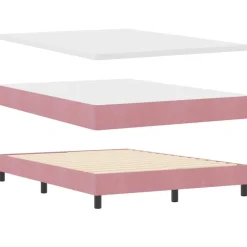 vidaXL Camas Y Accesorios-Cama tipo Box Spring con cabecera 190 x 140 cm Terciopelo
