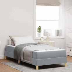vidaXL Cama tipo Box Spring con colchón 80 x 200 cm tela Gris claro Discount