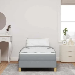 vidaXL Cama tipo Box Spring con colchón 80 x 200 cm tela Gris claro Discount