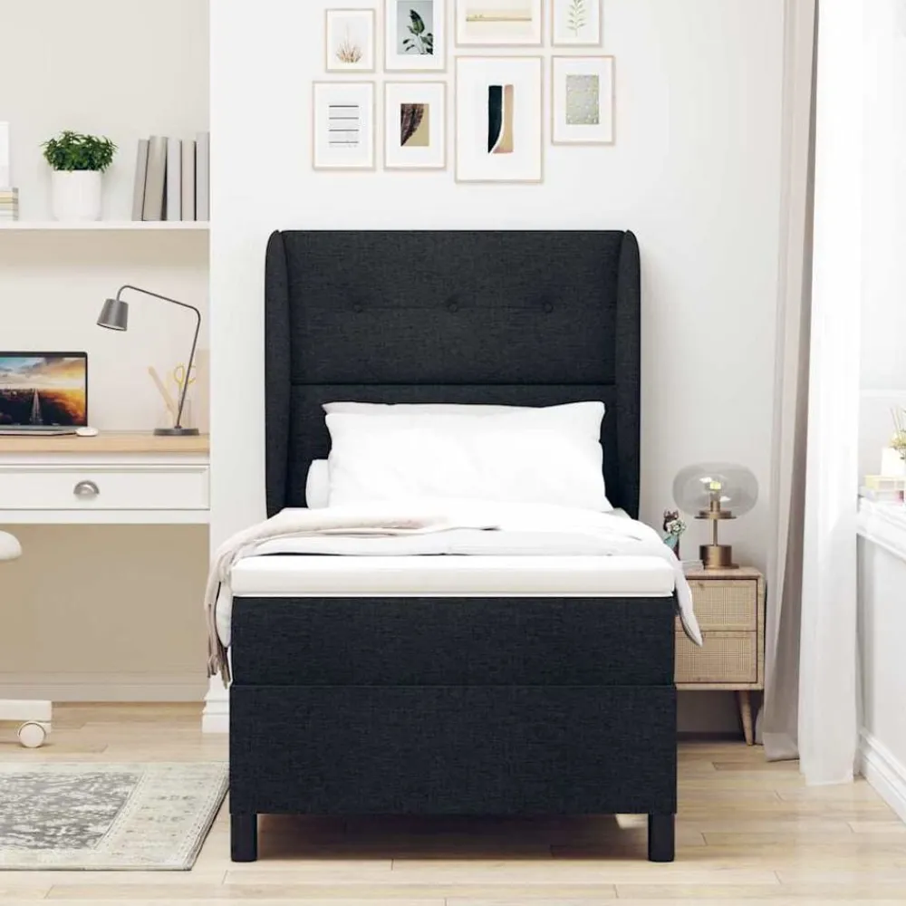 vidaXL Camas Y Accesorios-Cama tipo Box Spring con colchón 80 x 200 cm tela