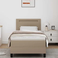 vidaXL Cama tipo Box Spring 90 x 190 cm Cuero sintético Capuchino New