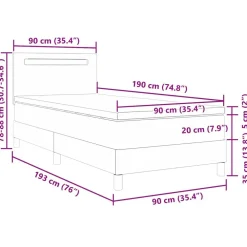 vidaXL Cama tipo Box Spring 90 x 190 cm Cuero sintético Capuchino New