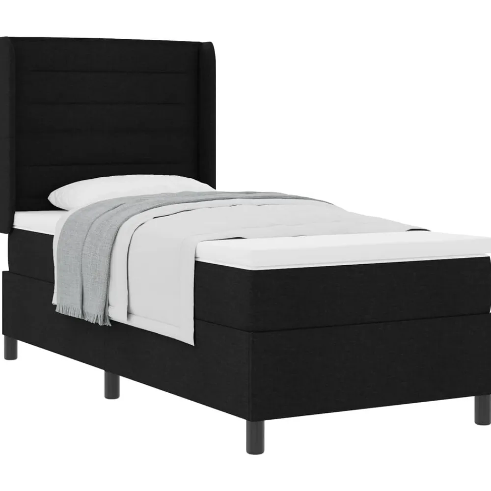 vidaXL Cama tipo Box Spring con colchón 200 x 80 cm tela Negro New