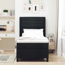 vidaXL Cama tipo Box Spring con colchón 200 x 80 cm tela Negro New
