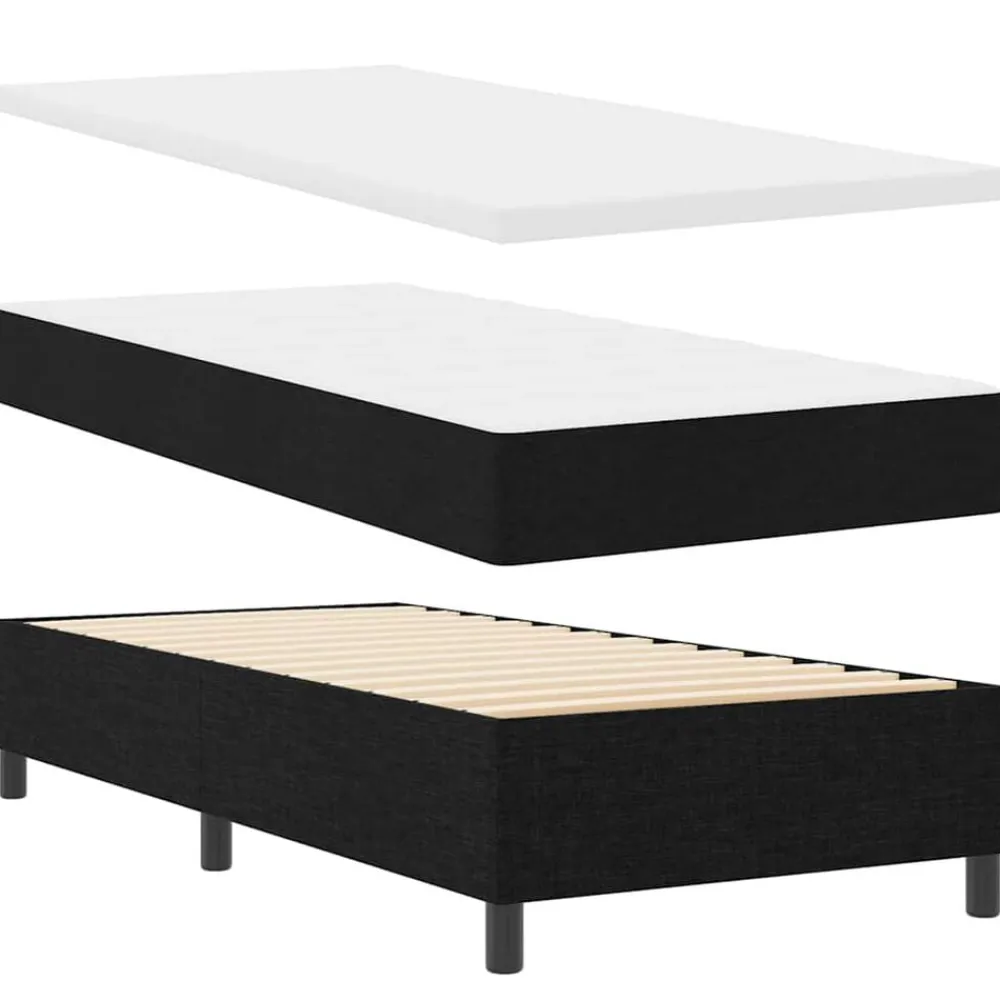 vidaXL Cama tipo Box Spring con colchón 200 x 80 cm tela Negro New