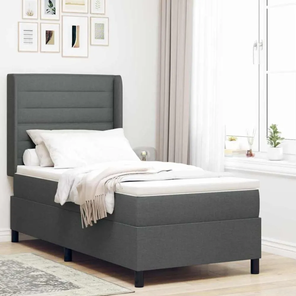 vidaXL Camas Y Accesorios-Cama tipo Box Spring con colchón 200 x 80 cm tela