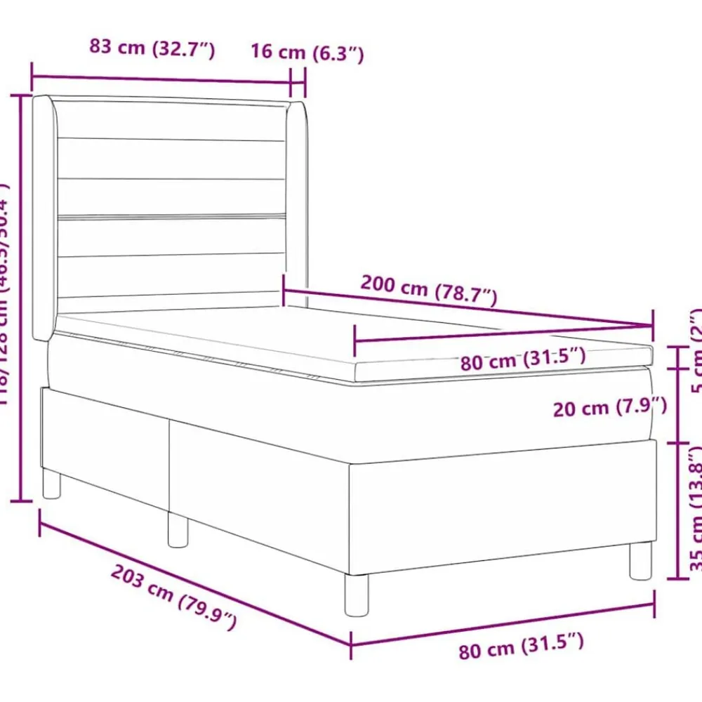 vidaXL Camas Y Accesorios-Cama tipo Box Spring con colchón 200 x 80 cm tela