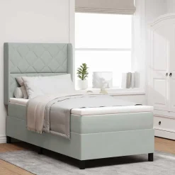 vidaXL Cama tipo Box Spring 90 x 190 cm Terciopelo Gris claro