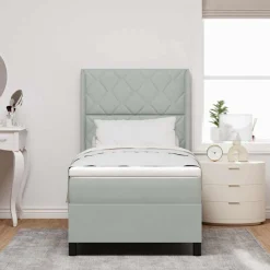 vidaXL Cama tipo Box Spring 90 x 190 cm Terciopelo Gris claro