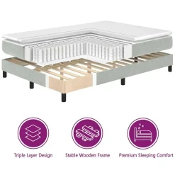 vidaXL Cama tipo Box Spring 90 x 190 cm Terciopelo Gris claro
