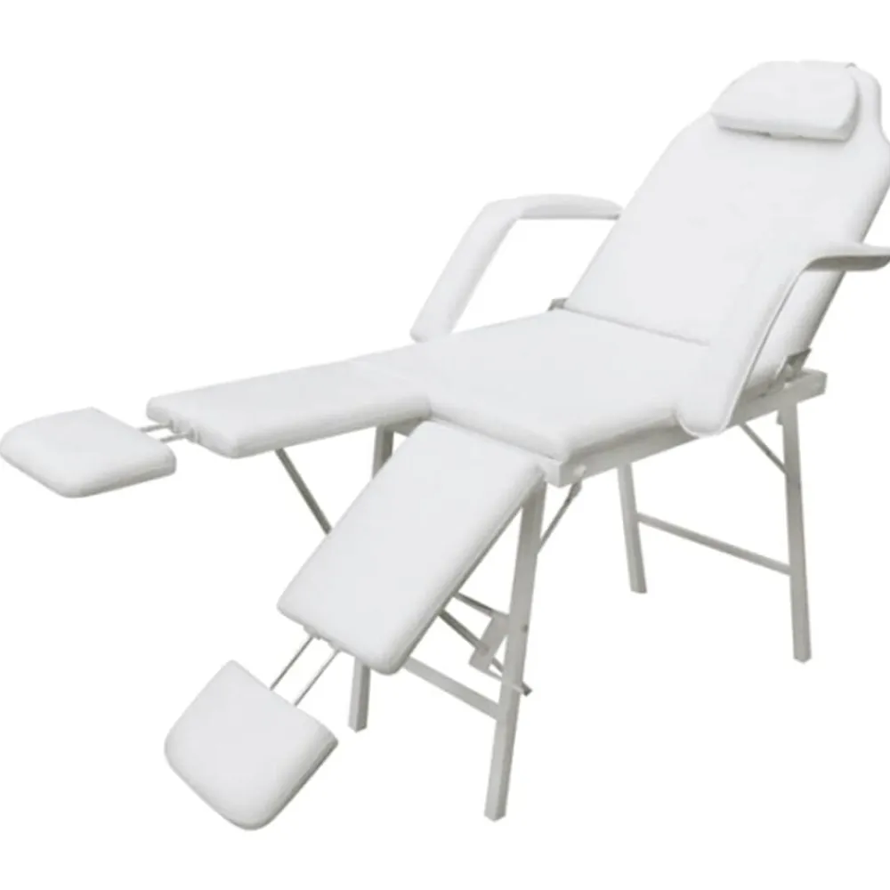 vidaXL Salud Y Belleza-Camilla de esteticista cuero sintético blanca 185x78x76 cm