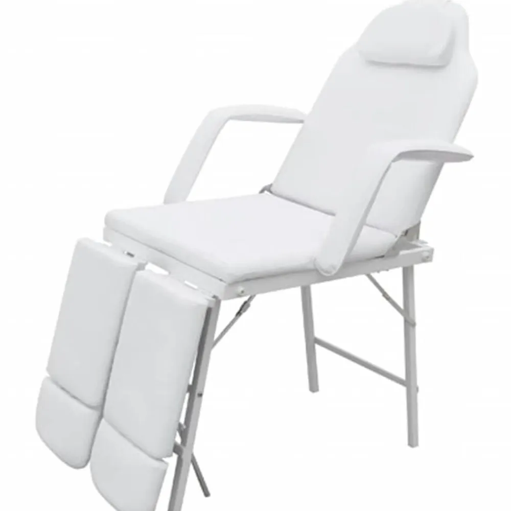 vidaXL Salud Y Belleza-Camilla de esteticista cuero sintético blanca 185x78x76 cm