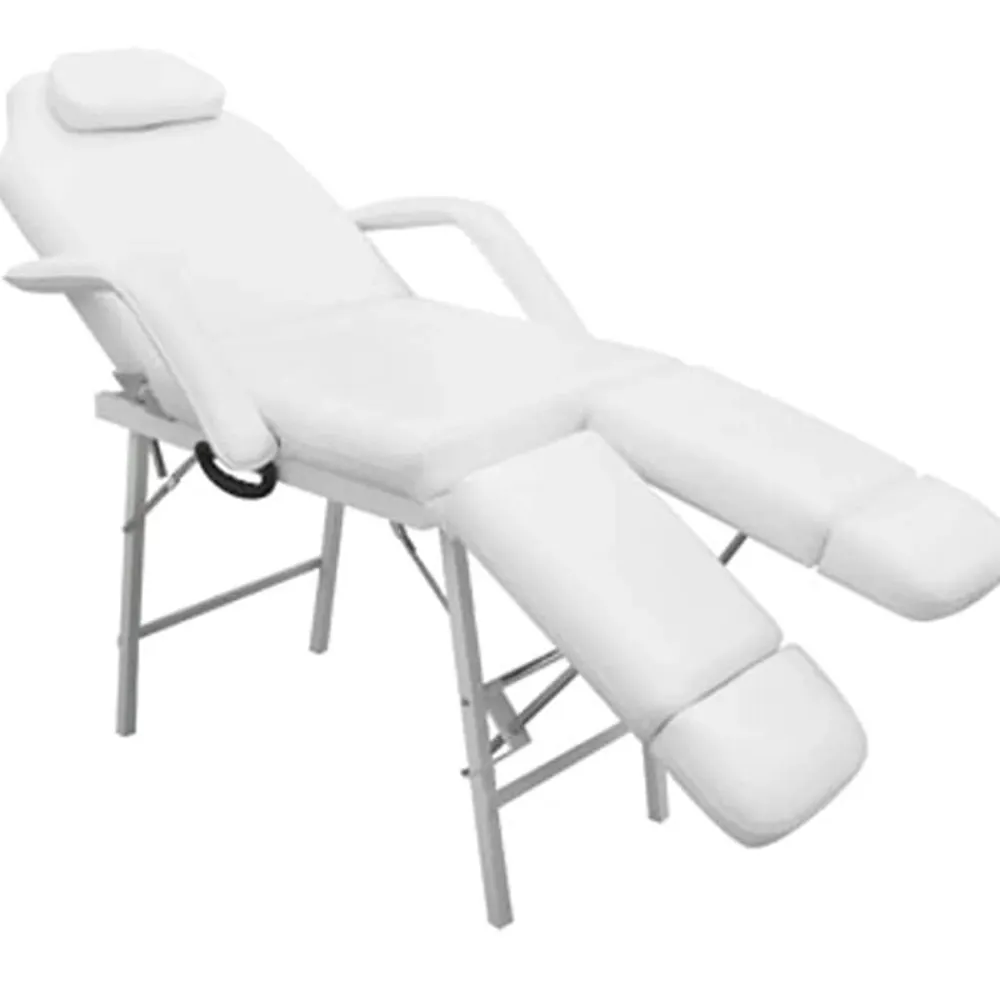 vidaXL Salud Y Belleza-Camilla de esteticista cuero sintético blanca 185x78x76 cm