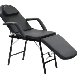 vidaXL Camilla de esteticista cuero sintético 185x78x76 cm negra Negro Best