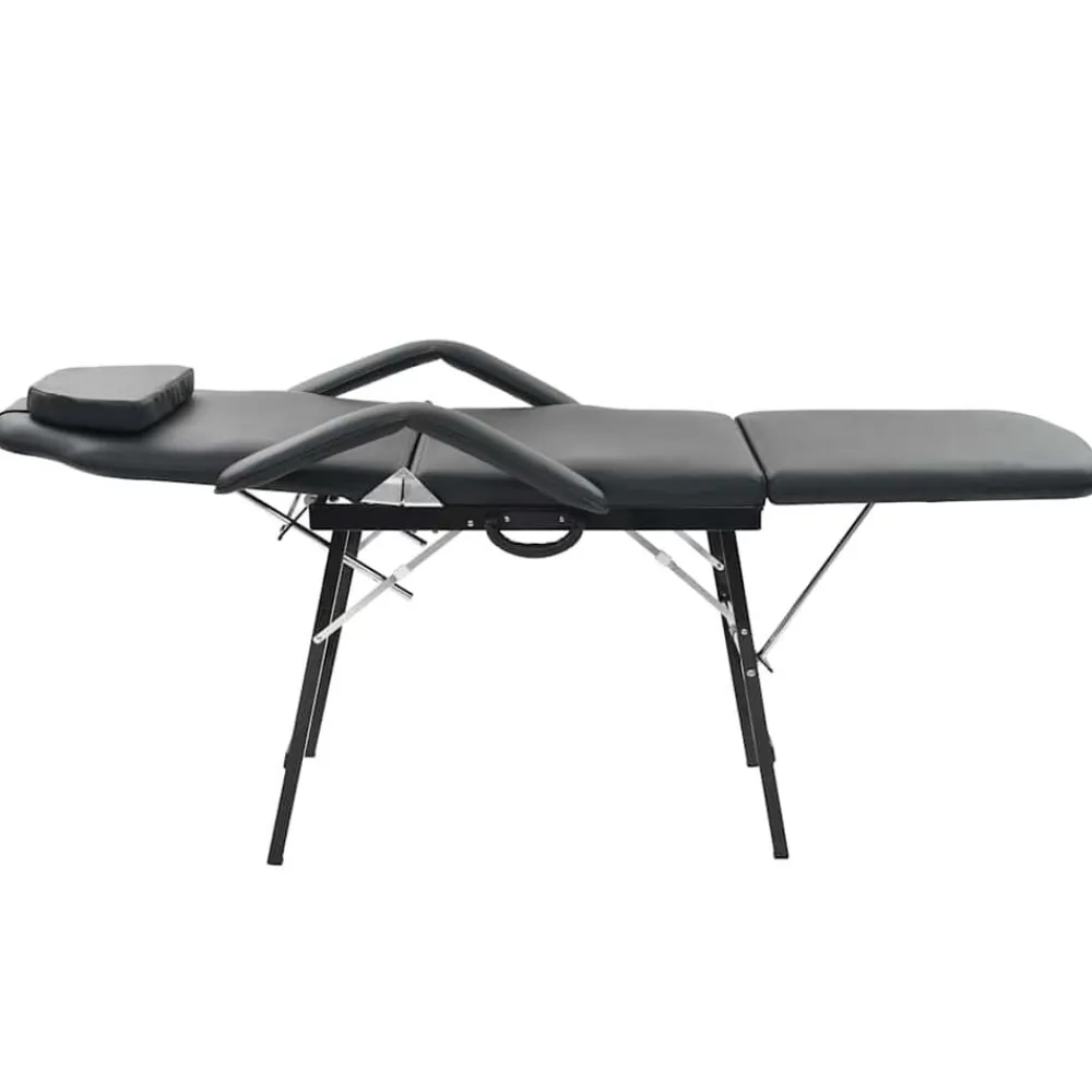 vidaXL Camilla de esteticista cuero sintético 185x78x76 cm negra Negro Best