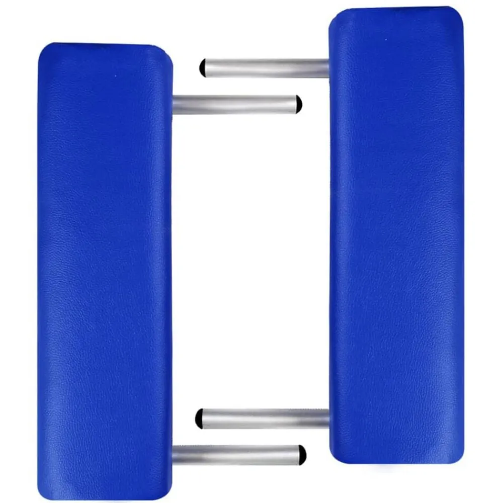 vidaXL Camilla de masaje plegable 2 zonas estructura de madera Azul Online