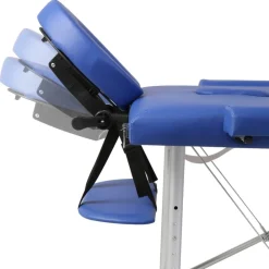 vidaXL Camilla de masaje plegable 2 zonas estructura de madera Azul Online