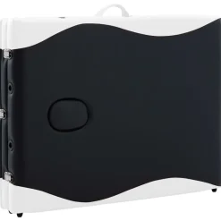 vidaXL Camilla de masaje plegable 3 zonas madera Negro y blanco Clearance
