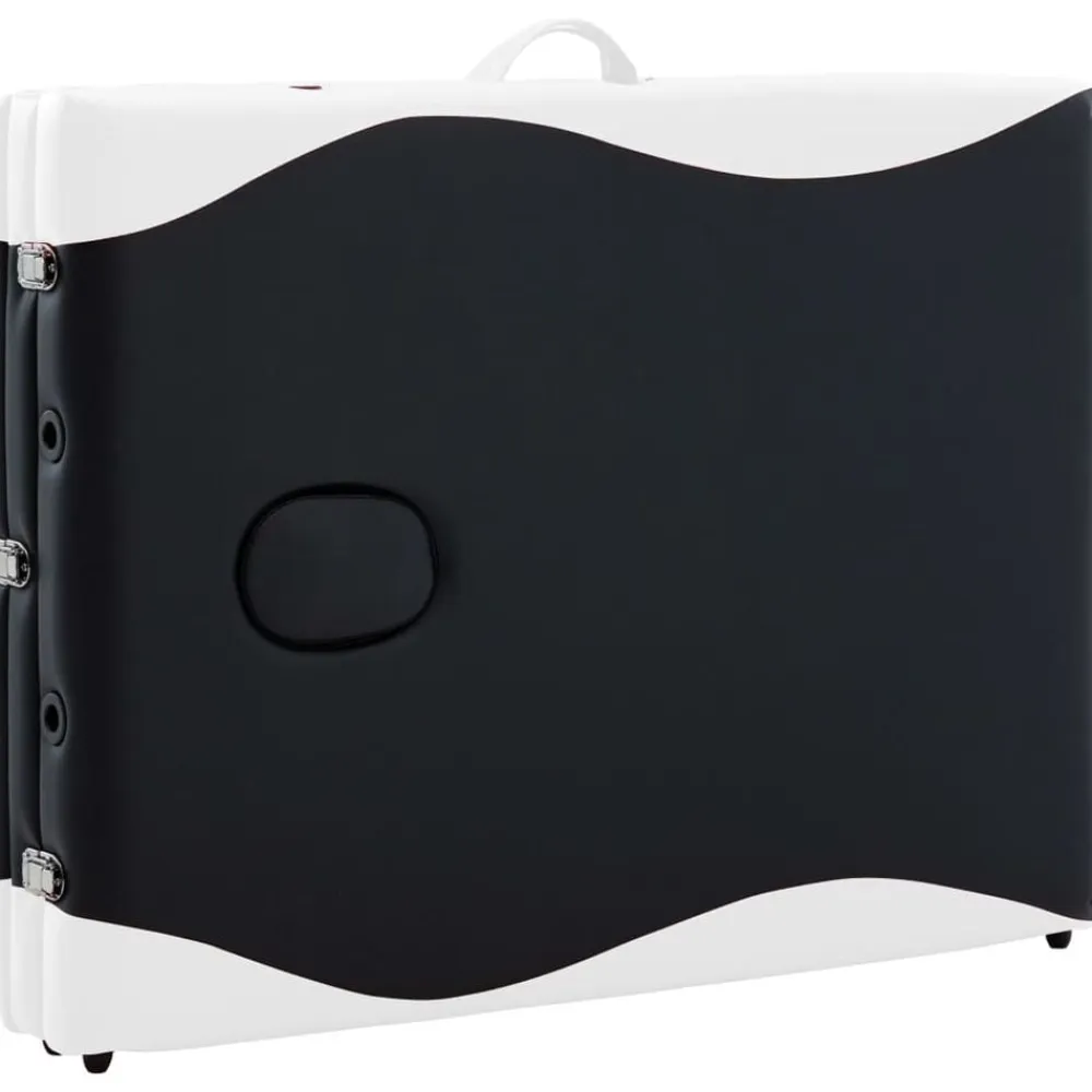 vidaXL Camilla de masaje plegable 3 zonas madera Negro y blanco Clearance