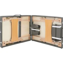 vidaXL Camilla de masaje 3 zonas estructura madera 186x68 cm Antracita