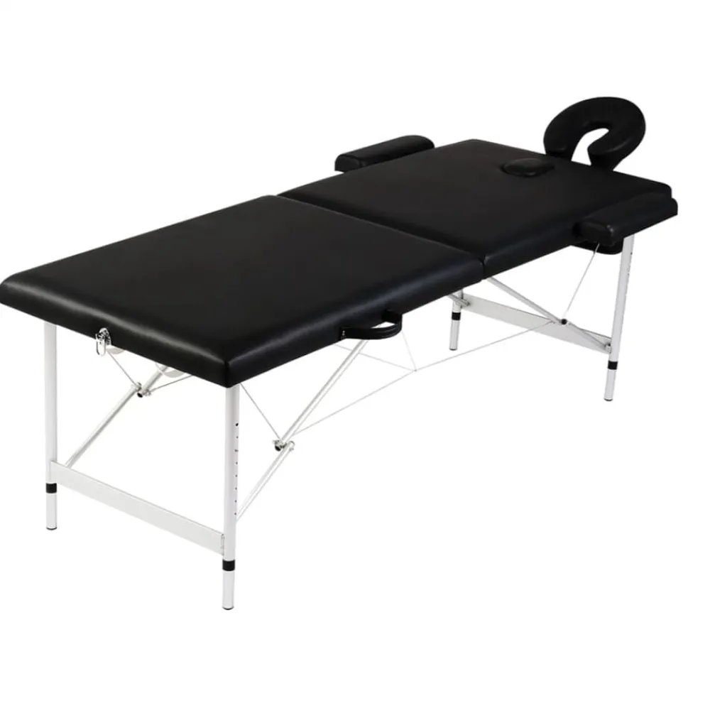 vidaXL Camilla de masaje plegable 2 zonas estructura de aluminio negra Negro