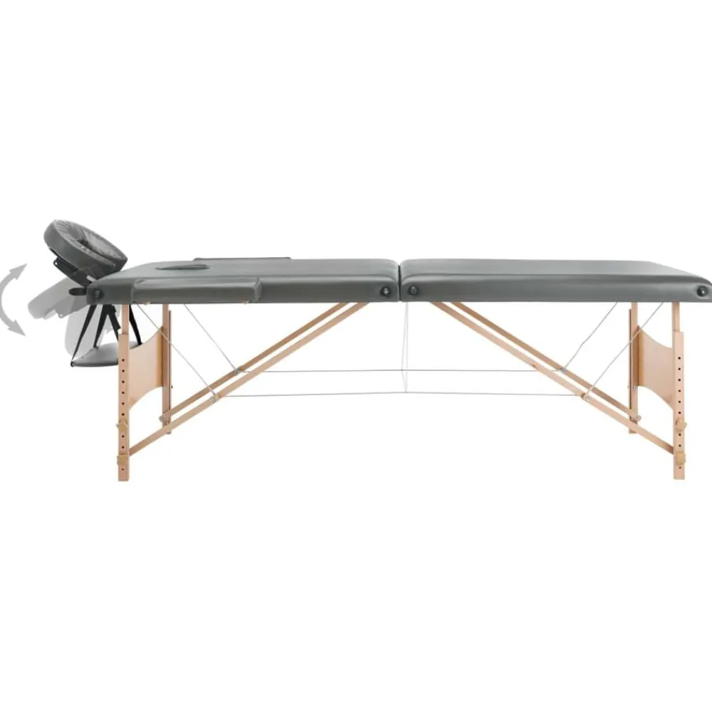 vidaXL Salud Y Belleza-Camilla de masaje 2 zonas estructura madera 186x68 cm