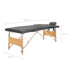 vidaXL Salud Y Belleza-Camilla de masaje 2 zonas estructura madera 186x68 cm