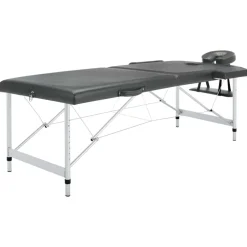 vidaXL Camilla de masaje 2 zonas marco aluminio 186x68 cm Antracita New