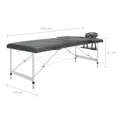 vidaXL Camilla de masaje 2 zonas marco aluminio 186x68 cm Antracita New