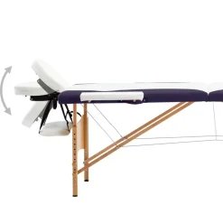 vidaXL Camilla de masaje plegable 2 zonas madera Blanco y morado Discount