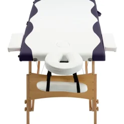 vidaXL Camilla de masaje plegable 2 zonas madera Blanco y morado Discount