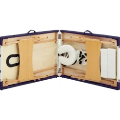 vidaXL Camilla de masaje plegable 2 zonas madera Blanco y morado Discount