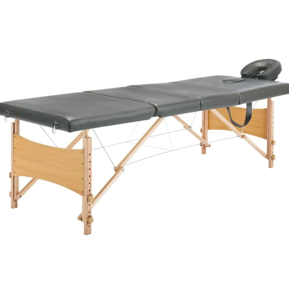 vidaXL Salud Y Belleza-Camilla de masaje 4 zonas estructura madera 186x68 cm