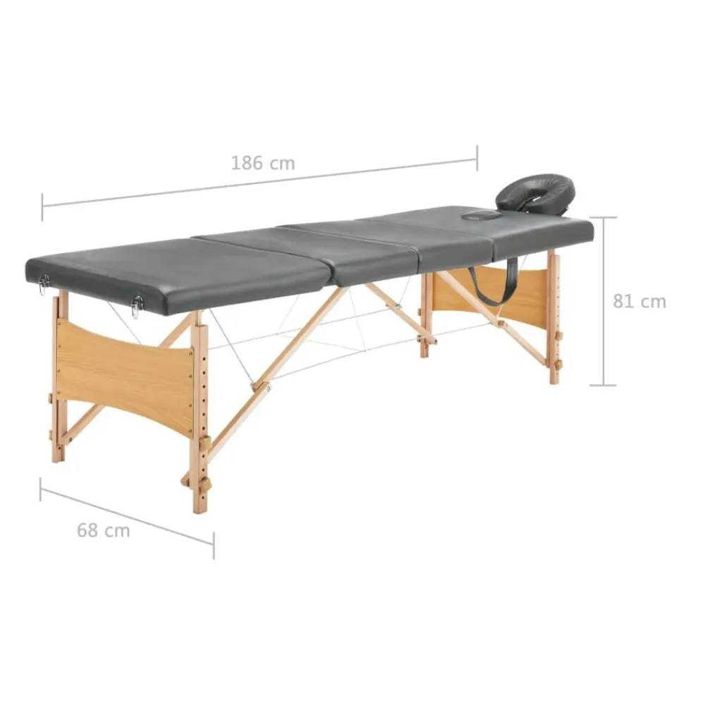 vidaXL Salud Y Belleza-Camilla de masaje 4 zonas estructura madera 186x68 cm