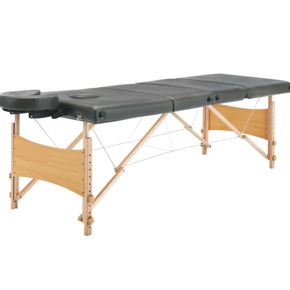 vidaXL Salud Y Belleza-Camilla de masaje 4 zonas estructura madera 186x68 cm