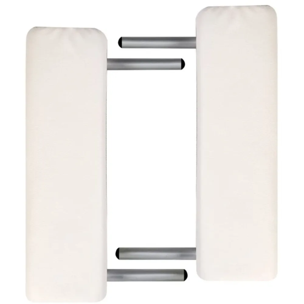 vidaXL Camilla de masaje plegable 2 zonas estructura de aluminio crema Blanco crema New