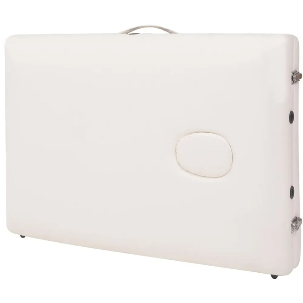 vidaXL Camilla de masaje y taburete plegable 3 zonas 10 cm Blanco Discount