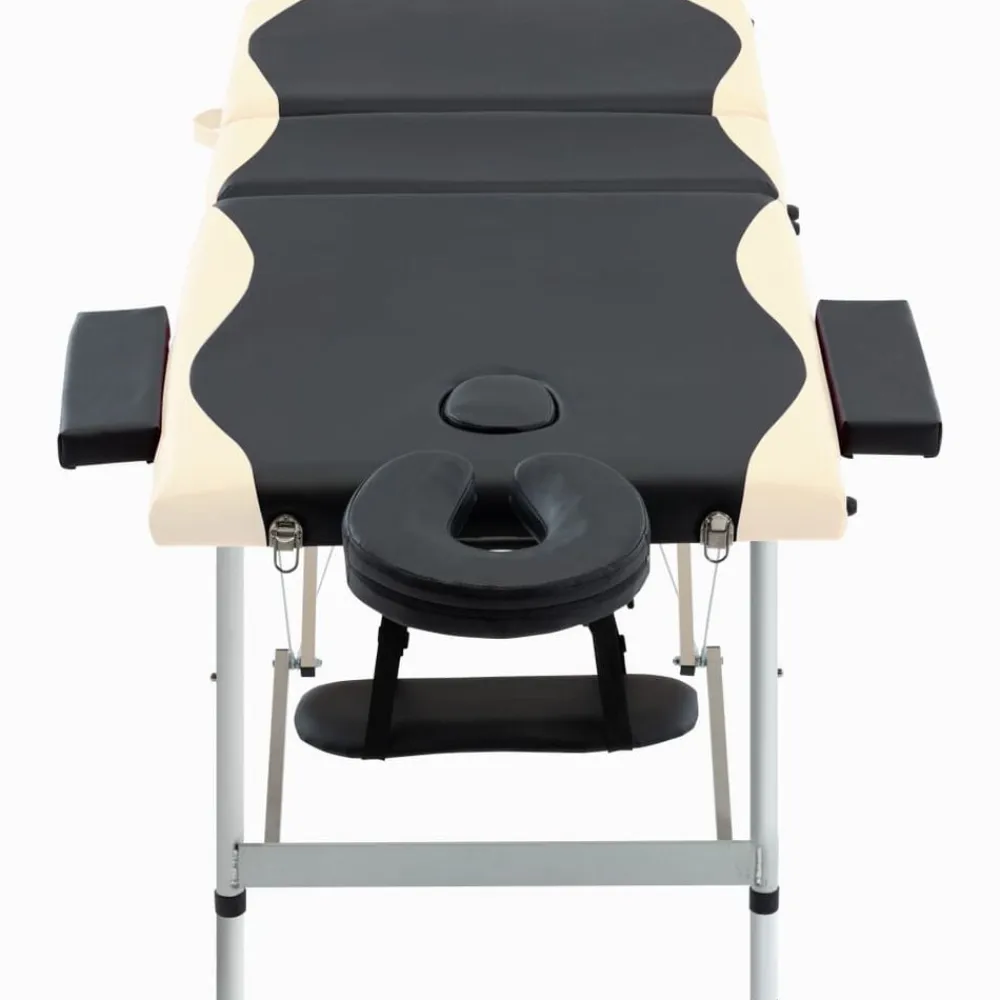 vidaXL Camilla de masaje plegable 3 zonas aluminio Negro y beige Online